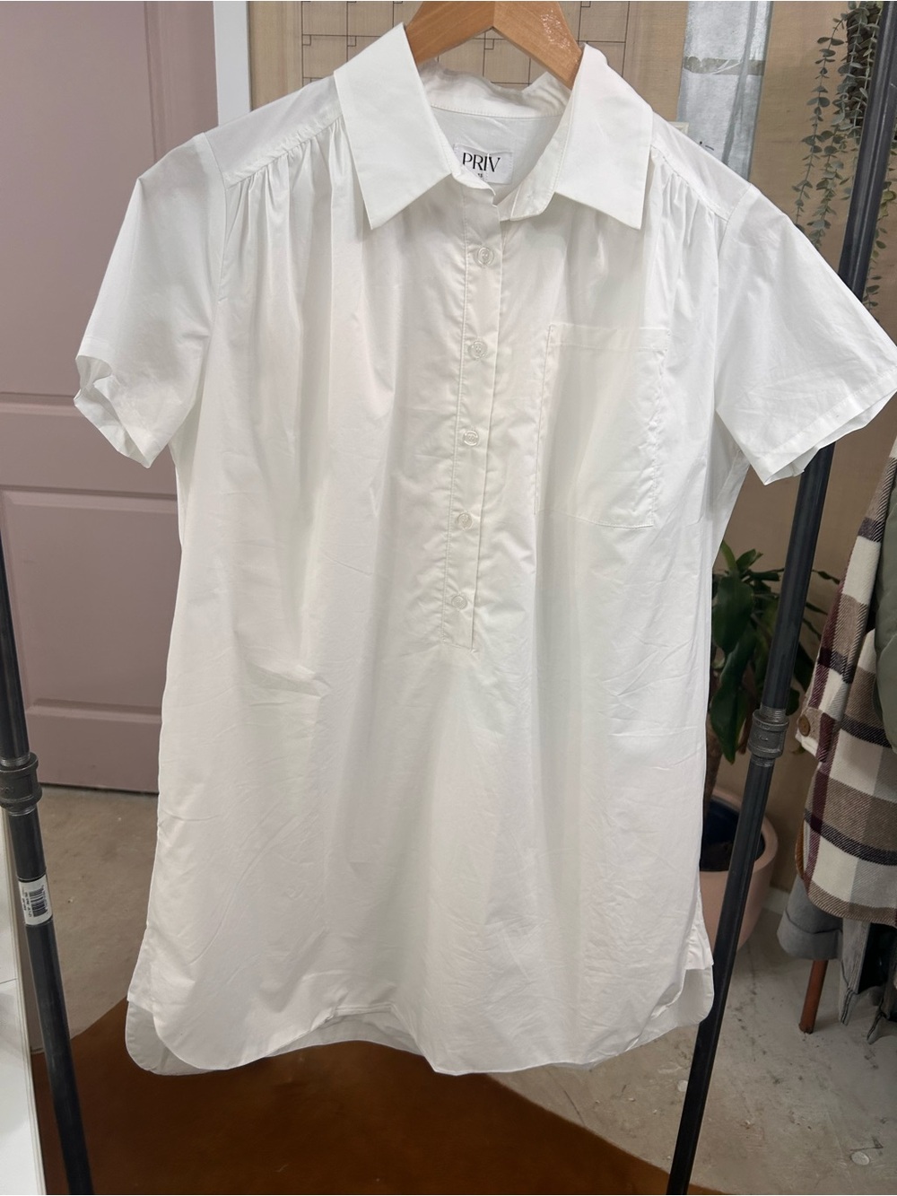 Priv - White Shirt Dress Pockets NWT XSmall